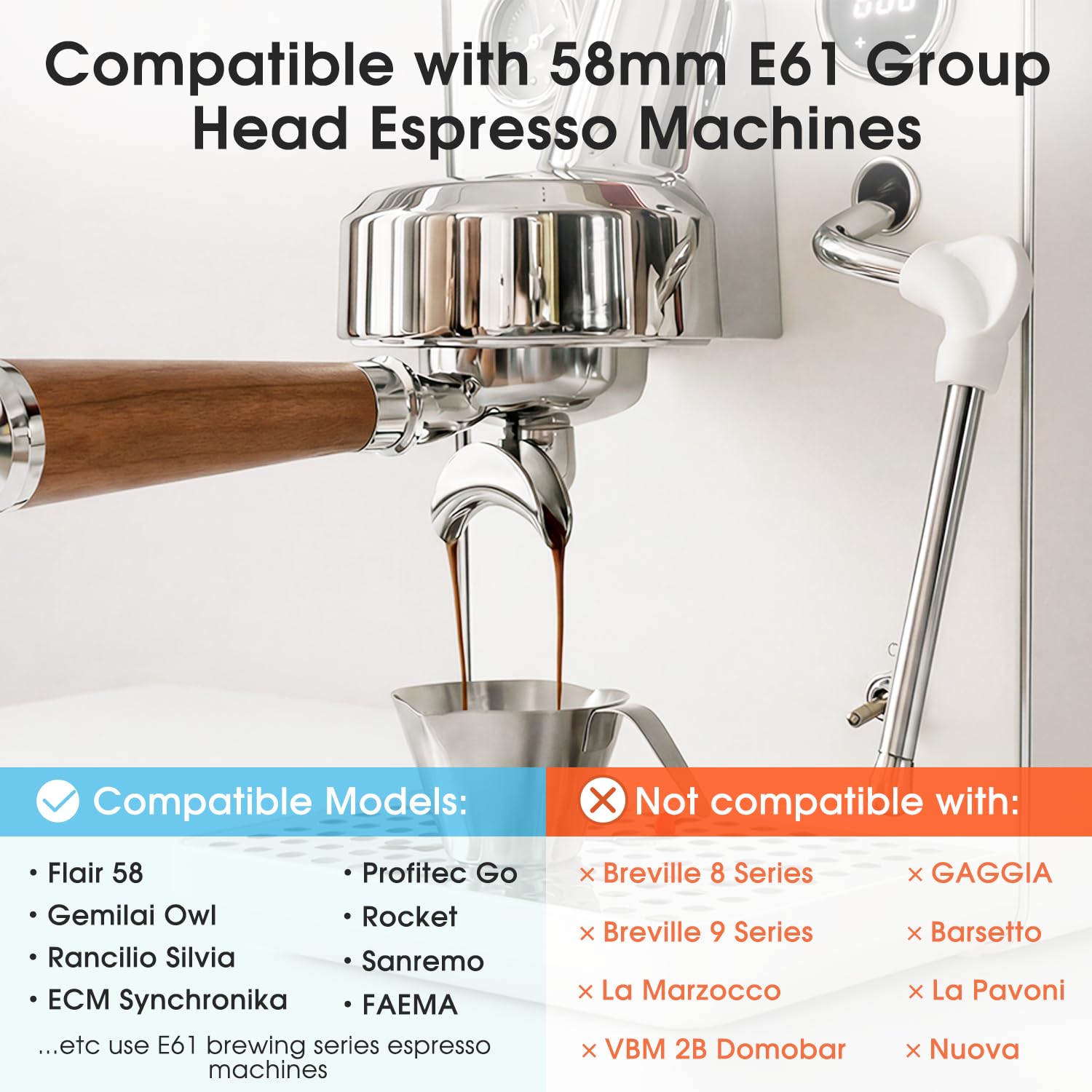 Amazon.co.jp: KUCHZUBE 58mm Portafilter ダブルスパウト E61、Flair